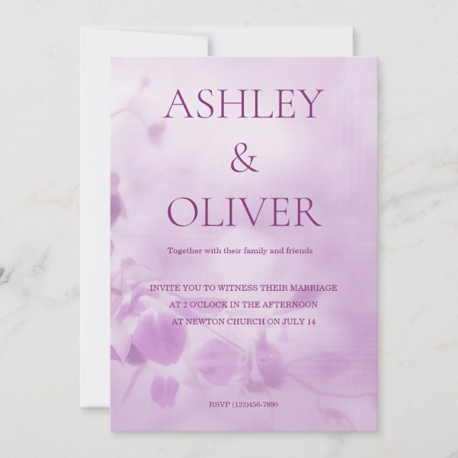 Faire-part de mariage Orchidée Violette (Devant)