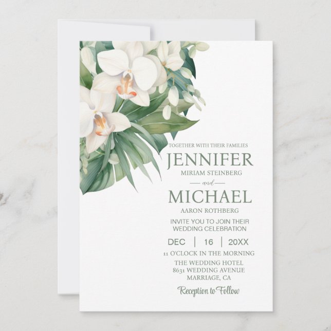 Faire-part de mariage Orchidées blanches Tout en U (Devant)