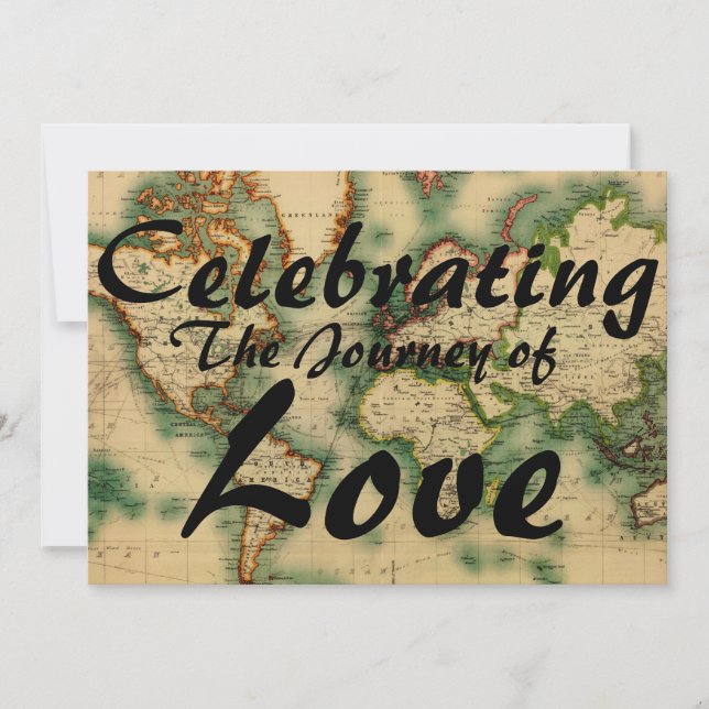 Faire-part de mariage orienté de carte du monde de (Devant)