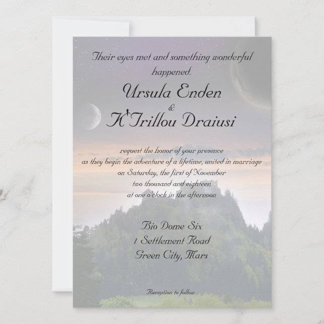 Faire-part de mariage orienté de l'espace (Devant)