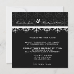 Faire-part de mariage ornementale noire