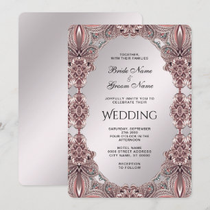 Faire-part de mariage ornementale rose