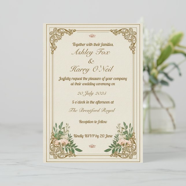 Faire-Part de Mariage "Ornementation Flourissante" (Debout devant)