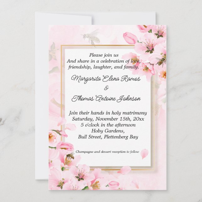 Faire-part de mariage ou faire-part rose (Devant)