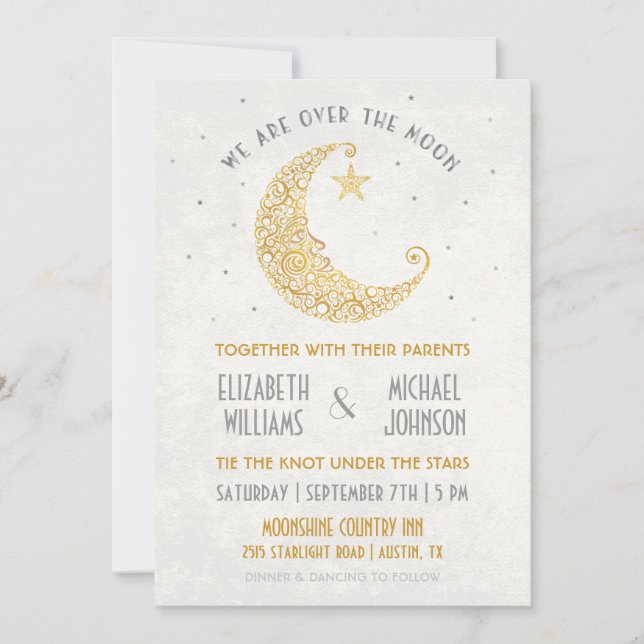 Faire-part de mariage Over the Moon or Gold (Devant)