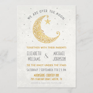 Faire-part de mariage Over the Moon or Gold