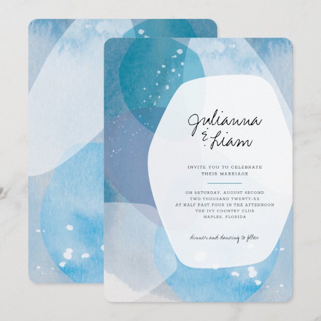 Faire-part de mariage Pacific Blue (Devant / Derrière)