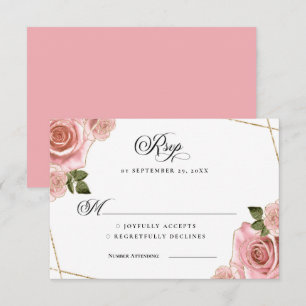 Faire-part de mariage pailleté roses et rose blush