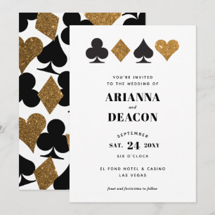 Faire-part de mariage paillettes or Casino Moderne