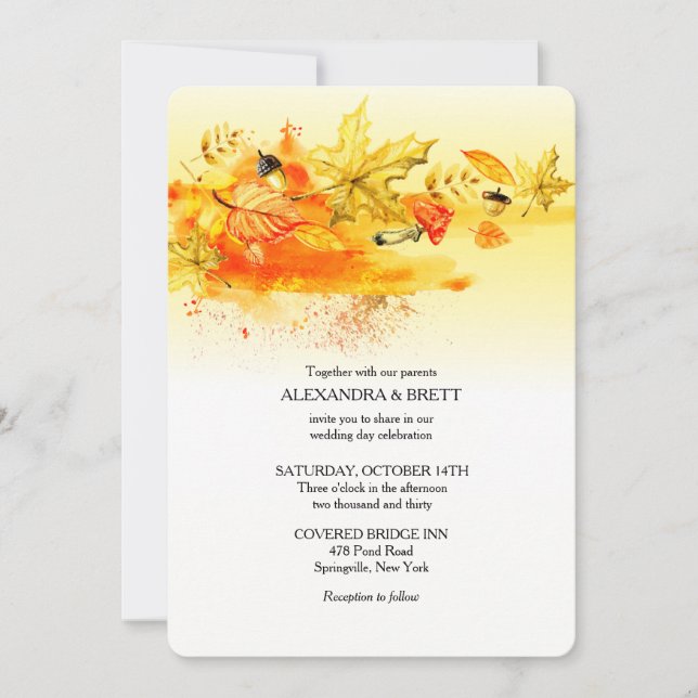 Faire-part de mariage Palette d'Automne (Devant)