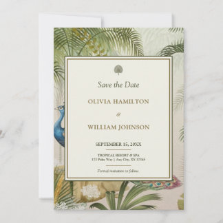 Faire-part de mariage Palm Peacock Save the Date