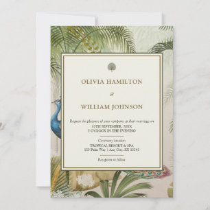 Faire-part de mariage Palmier Paon