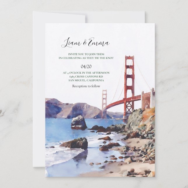 Faire-part de mariage panoramique de San Francisco (Devant)