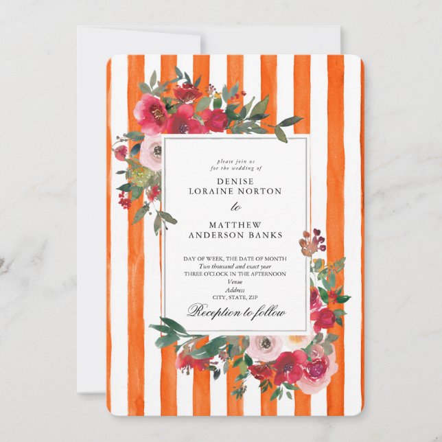 Faire-part de mariage Pantone "Orange Tiger" (Devant)