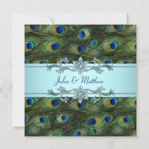 Faire-part de mariage Paon Bleu sarcelle