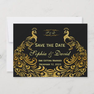 Faire-part de Mariage Paon Doré SAUVEGARDEZ LA D