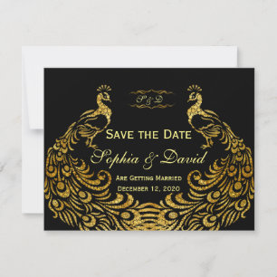 Faire-part de Mariage   Paon Doré SAUVEGARDEZ LA D