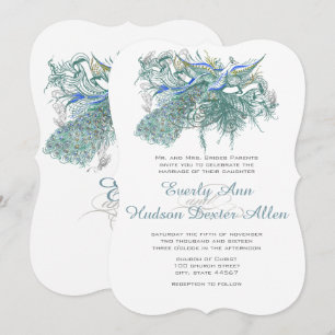 Faire-part de mariage Paon Vintage