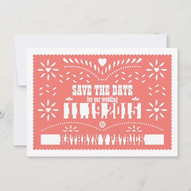Faire-Part de Mariage Papel Picado pour Sauvegarde (Devant)