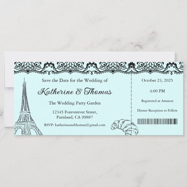 Faire-Part de Mariage, Papeterie de Mariage, Paris (Devant)