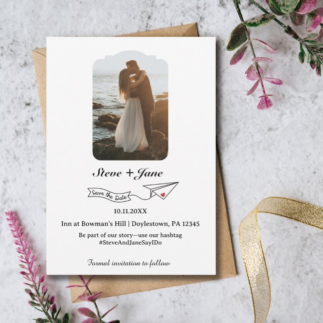 Faire-part de mariage papier avion de voyage moder (Créateur téléchargé)