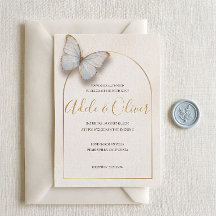 Faire-part de mariage papillon bleu clair minimali