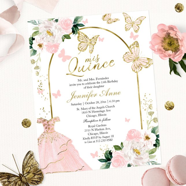 Faire-part de mariage papillon Budget Quince Blush (Créateur téléchargé)
