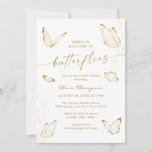 Faire-part de mariage papillon en or blanc
