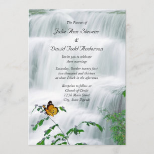 Faire-part de mariage papillon et cascade