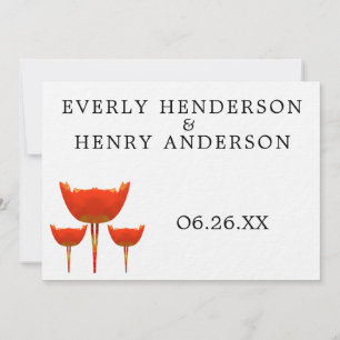 Faire-part de mariage papillon poppy orange et gri
