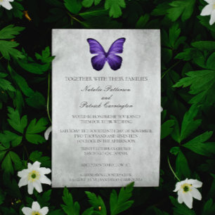 Faire-part de mariage papillon pourpre