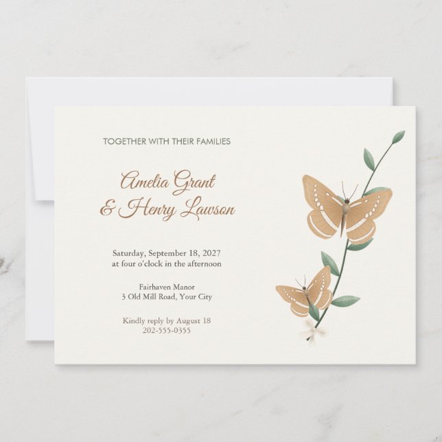 Faire-part de mariage Papillon Sailer (Devant)