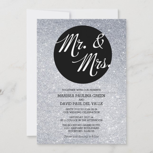 Faire-part de mariage Parties scintillant argent (Devant)