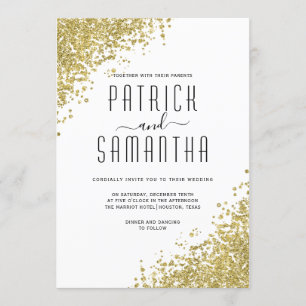 Faire-part de mariage parties scintillant Gold