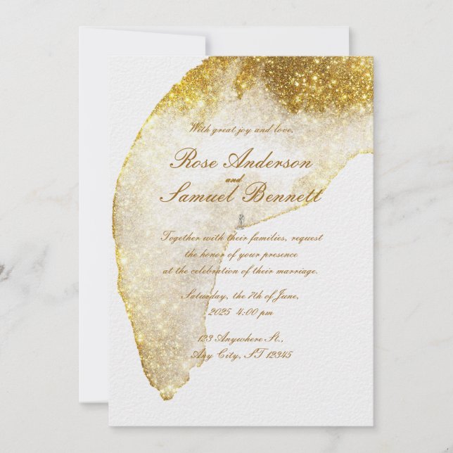 Faire-part de mariage parties scintillant Gold (Devant)