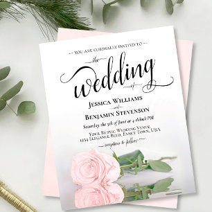 Faire-part de mariage pas cher à l'aquarelle rose 