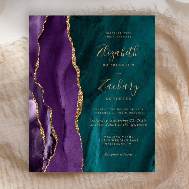Faire-part de mariage pas cher agate violet sarcel (Créateur téléchargé)