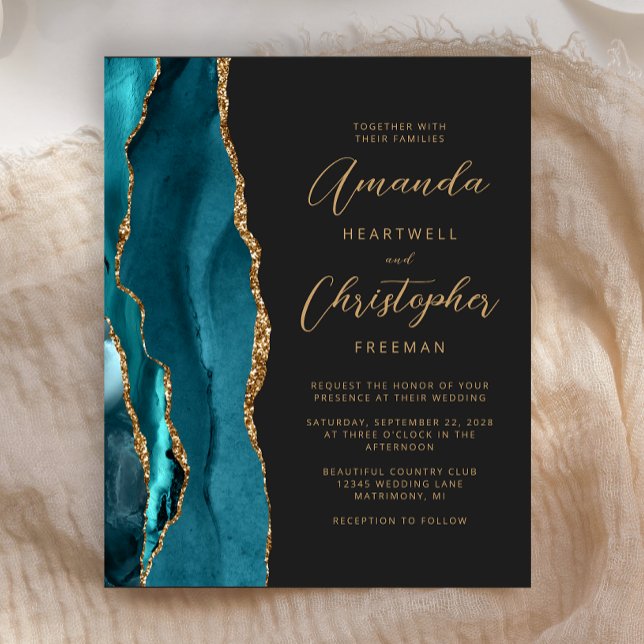 Faire-part de mariage pas cher ardoise agate sarce (Créateur téléchargé)