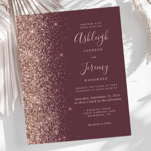 Faire-part de mariage pas cher bordeaux rose gold