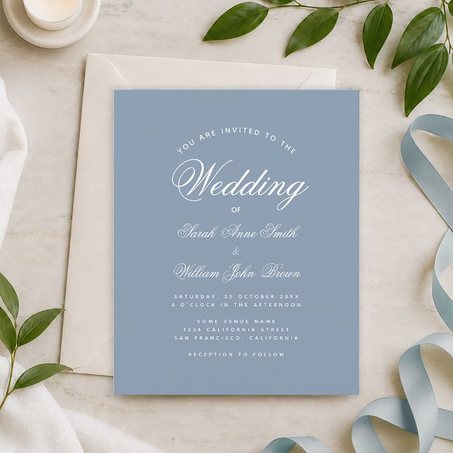 Faire-part de mariage pas cher calligraphie bleu p (Créateur téléchargé)