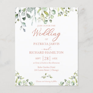 Faire-part de mariage pas cher Eucalyptus Rose Gol