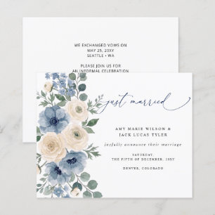 Faire-part de mariage pas cher poussiéreux bleu iv