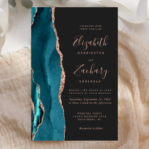Faire-part de mariage pas cher sarcelle or rose ag