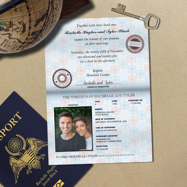Faire-part de mariage passeport avec véritable emb (Créateur téléchargé)