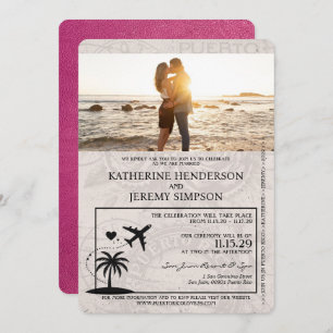 Faire-part de mariage Passeport Magenta Porto Rico