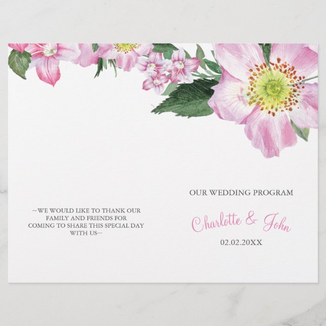 Faire-part de mariage Passion Rose Aquarelle (Devant)