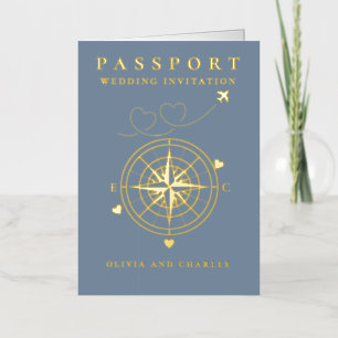 Faire-part de mariage Passport Destination Blue Go