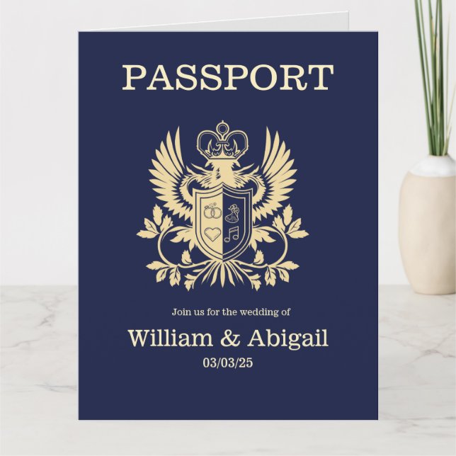 Faire-part de mariage Passport personnalisable (Devant)