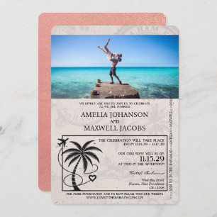 Faire-part de mariage Passport rose Gold Bahamas