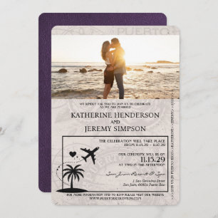 Faire-part de mariage Passport Violet Porto Rico